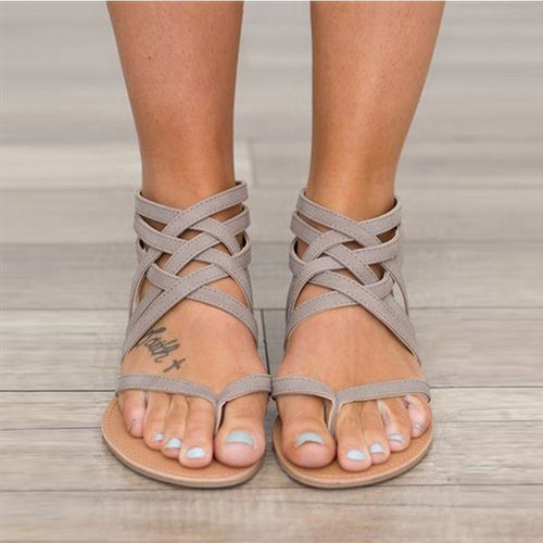 Women Sandals Fashion Gladiator Sandals For Women Summer Shoes Female Flat Sandals Rome Style Cross Tied Sandals Shoes Women 43