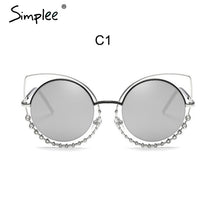 Load image into Gallery viewer, Simplee Vintage fashion cat eye women sunglasses Alloy female crystal beading sun glasses Cool ladies casual sunglasses UV400